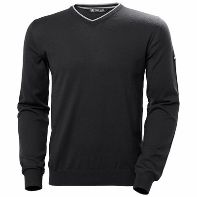 Men's Helly Hansen Arctic Merino Sweaters Black / Grey | 804-YSZNUB