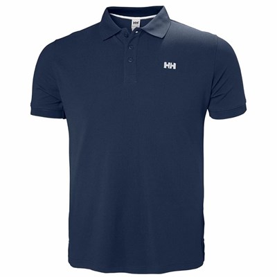 Men's Helly Hansen Driftline Polo Shirts Navy | 689-TFOSBU