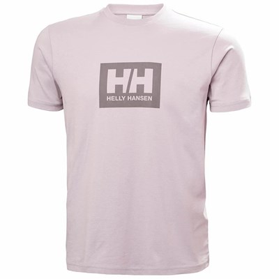 Men's Helly Hansen Hh Box T Shirts Grey / Purple | 132-BGKURZ