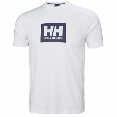 Men's Helly Hansen Hh Box T Shirts White | 517-RYKDWA