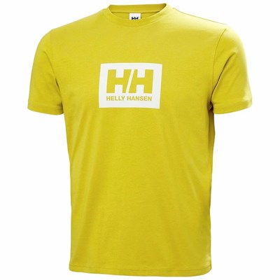 Men's Helly Hansen Hh Box T Shirts Yellow | 734-JHUAOL