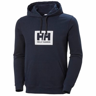 Men's Helly Hansen Hh Boxhooded Sweatshirts Navy | 478-CFRQVY