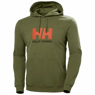 Men's Helly Hansen Hh Logo Hooded Sweatshirts Green | 072-LITASE