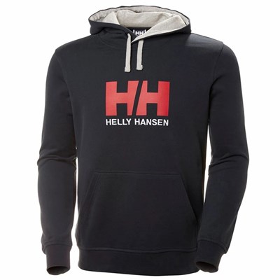 Men's Helly Hansen Hh Logo Hooded Sweatshirts Navy | 796-ASNLPH