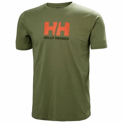 Men's Helly Hansen Hh Logo T Shirts Green | 465-FASJPO