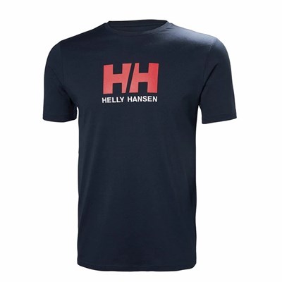 Men's Helly Hansen Hh Logo T Shirts Navy | 173-VLQMBE