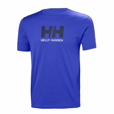 Men's Helly Hansen Hh Logo T Shirts Royal Blue | 378-MKTOUF