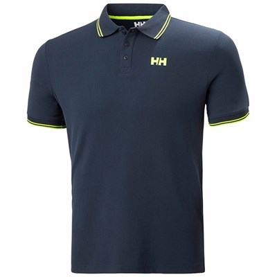 Men's Helly Hansen Kos Polo Shirts Navy Light Green | 791-DGXWRM