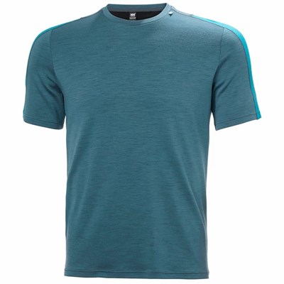 Men's Helly Hansen Lifa Merino Lightweight T Shirts Turquoise | 384-UJEVAG