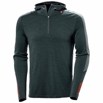 Men's Helly Hansen Lifa Merino Lightweight Hooded Sweatshirts Grey | 790-SQMGLI