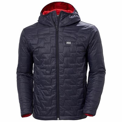 Men's Helly Hansen Lifaloft Hooded Casual Jackets Navy | 938-BJGARF