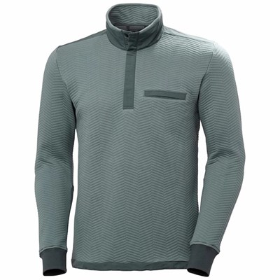 Men's Helly Hansen Lillo Snap Pullover Sweaters Grey | 815-YZVTNJ