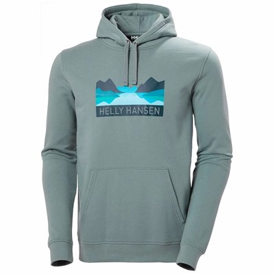 Men's Helly Hansen Nord Graphic Pull Over Hooded Sweatshirts Grey | 601-VIKZCD