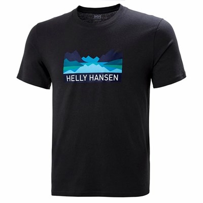 Men's Helly Hansen Nord Graphic T Shirts Black | 243-NMXSYJ