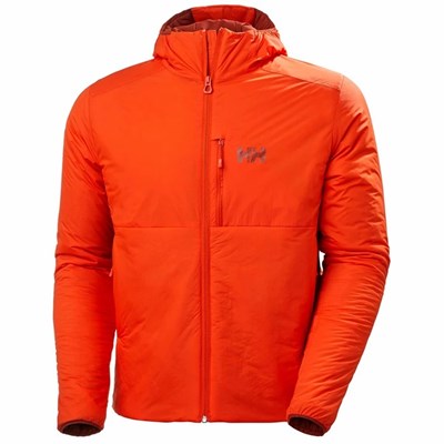 Men's Helly Hansen Odin Stretch Hooded Insulated Jackets Red / Orange | 847-TOKXRL