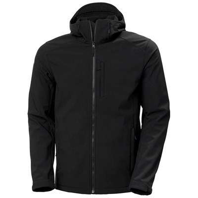 Men's Helly Hansen Paramount Hooded Soft Hiking Jackets Black | 123-BKGCME