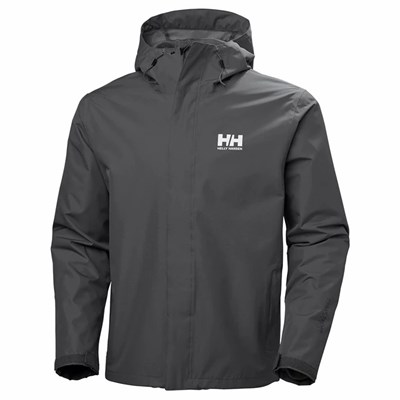 Men's Helly Hansen Seven J Shell Jackets Grey | 290-NHTGPC