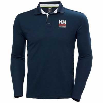 Men's Helly Hansen Skagen Quickdry Rugger Polo Shirts Navy | 935-QBXMHC