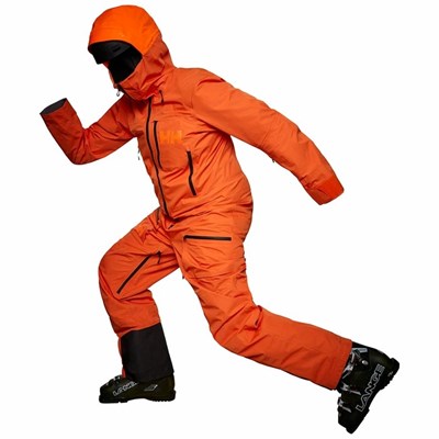 Men's Helly Hansen Ullr Chugach Infinity Powder Suit Snow Pants Red / Orange | 489-BMPZXE