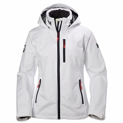 Women's Helly Hansen W Crew Hooded Casual Jackets White | 856-TFEIYD