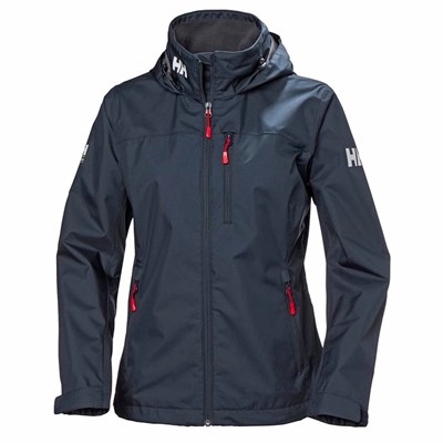 Women's Helly Hansen W Crew Hooded Midlayer Casual Jackets Navy | 081-VPSQIK