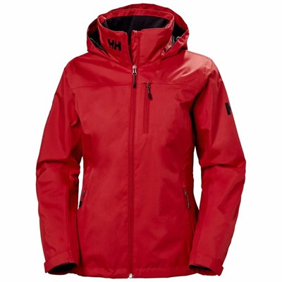 Women's Helly Hansen W Crew Hooded Midlayer Jackets Red | 280-HCDNGZ