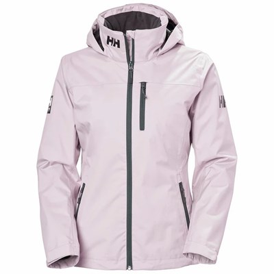 Women's Helly Hansen W Crew Hooded Midlayer Jackets Grey / Purple | 480-YGMJZX