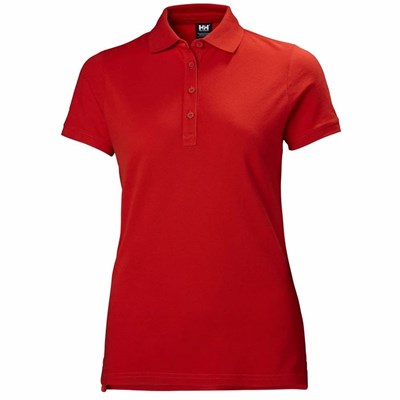 Women's Helly Hansen W Crew Pique 2 Polo Shirts Red | 534-TKALQR