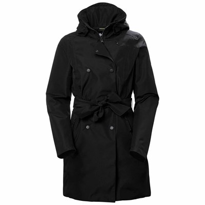 Women's Helly Hansen W Drammen Trench Casual Jackets Black | 620-UPVENY