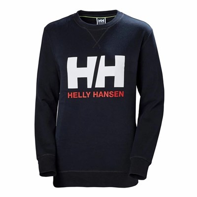 Women's Helly Hansen W Hh Logo Crew Sweat Shirts Navy | 924-ZHOAUV