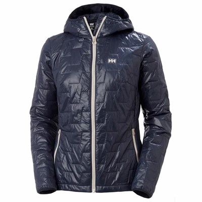 Women's Helly Hansen W Lifaloft Hooded Hiking Jackets Navy | 879-DFRCOQ