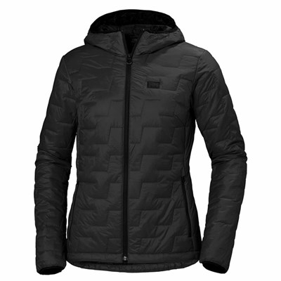 Women's Helly Hansen W Lifaloft Insulated Hooded Ski Jackets Black | 162-EDYGFO