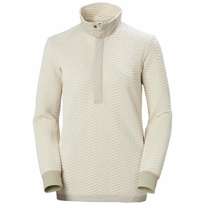 Women's Helly Hansen W Lillo Snap Pullover Shirts Cream | 035-WNOJEP