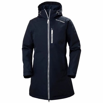 Women's Helly Hansen W Long Belfast Winter Coats Navy | 273-PWYJOS