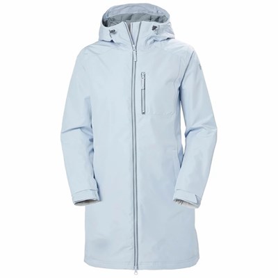 Women's Helly Hansen W Long Belfast Winter Waterproof Jackets Grey / Blue | 284-ICMUVK