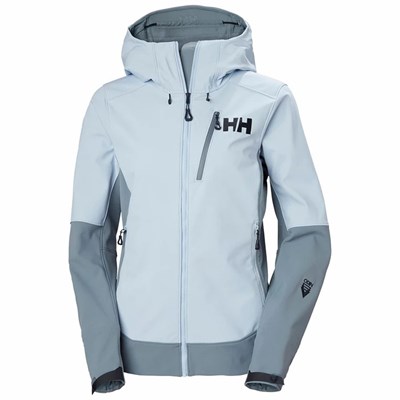 Women's Helly Hansen W Odin Mountain Soft Hiking Jackets Grey / Blue | 043-OUHGNF