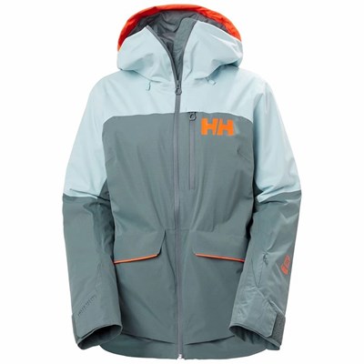 Women's Helly Hansen W Powchaser Lifaloft Insulated Ski Jackets Grey | 179-GJZYAB