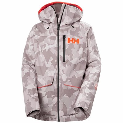 Women's Helly Hansen W Powchaser Lifaloft Insulated Ski Jackets Grey | 926-XIJQHS