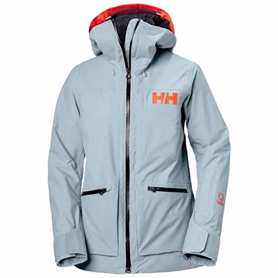 Women's Helly Hansen W Powderqueen 3.0 Ski Jackets Blue / Grey | 385-SNLRAY