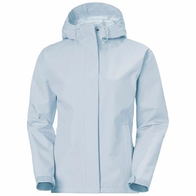 Women's Helly Hansen W Seven J Waterproof Jackets Grey / Blue | 207-XKCPTJ