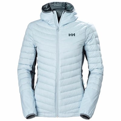 Women's Helly Hansen W Verglas Hooded Hybrid Outdoor Jackets Grey / Blue | 401-SAZKRV