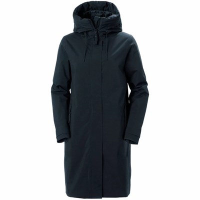 Women's Helly Hansen W Victoria Insulated Rain Parka Navy | 461-QWNZTE