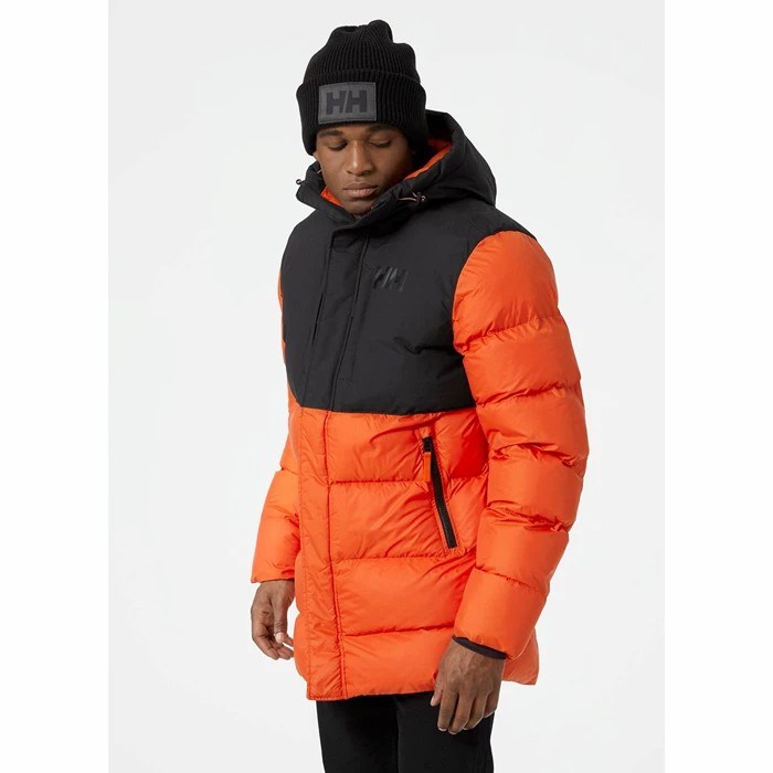 Men's Helly Hansen Active Puffy Long Parka Black / Red | 708-XDOTYF