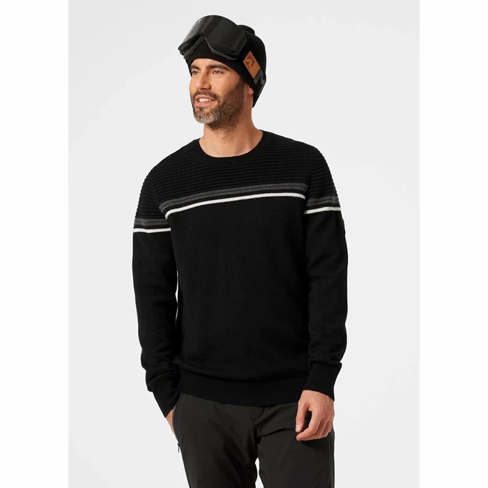 Men's Helly Hansen Carv Knitted Sweaters Black | 386-FLBTOS