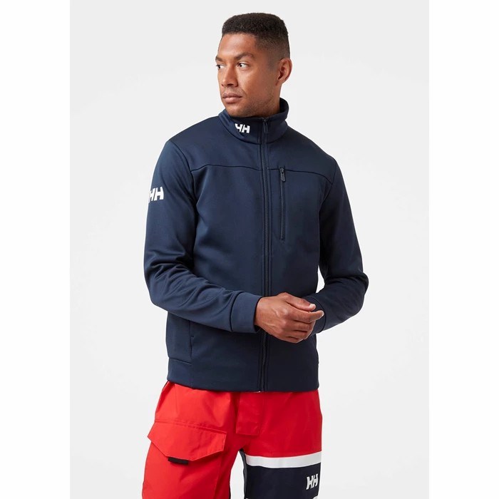 Men's Helly Hansen Crew Fleece Jackets Navy | 950-UGZICW