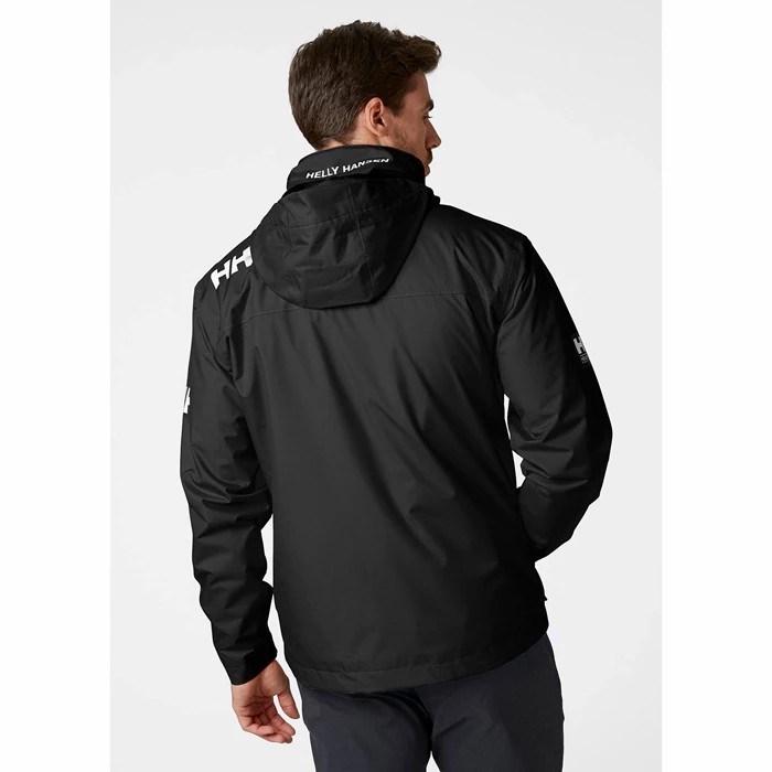 Men's Helly Hansen Crew Hooded Midlayer Sailing Jackets Black | 215-NFWOKT