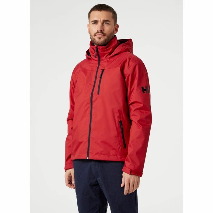 Men's Helly Hansen Crew Hooded Midlayer Insulated Jackets Red | 394-MRTXDF