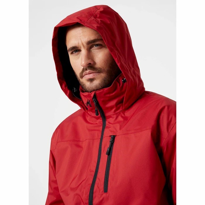 Men's Helly Hansen Crew Hooded Midlayer Insulated Jackets Red | 394-MRTXDF