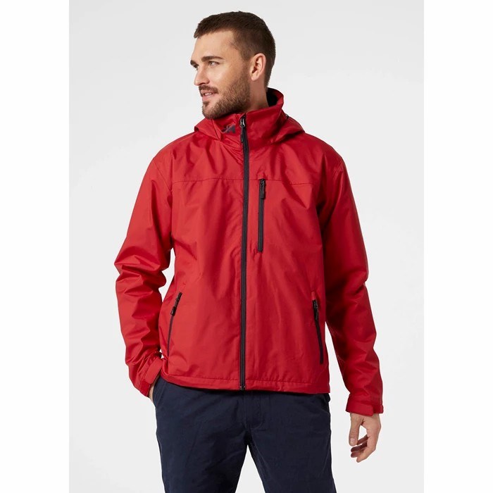 Men's Helly Hansen Crew Hooded Sailing Jackets Red | 406-EGKVLW