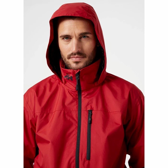 Men's Helly Hansen Crew Hooded Sailing Jackets Red | 406-EGKVLW